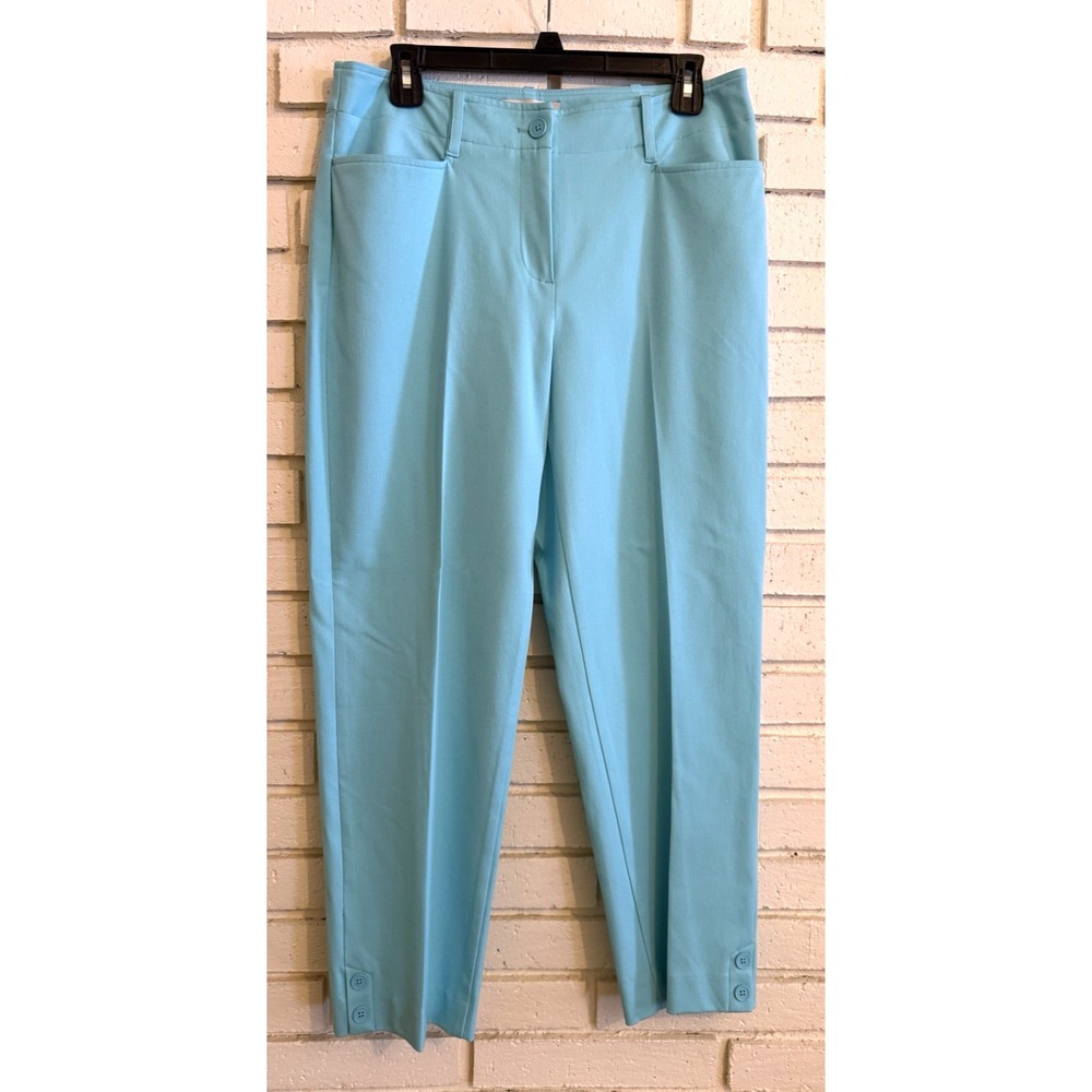 Talbots Womens Size 8 Curvy Cropped Pants Aqua Blue Stretch Ankle Casual Summer